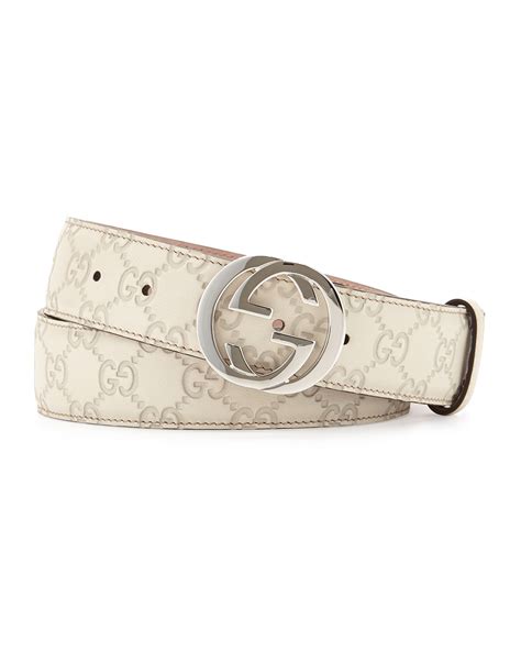 gucci interlocking g belt white|Gucci belt interlocking g buckle.